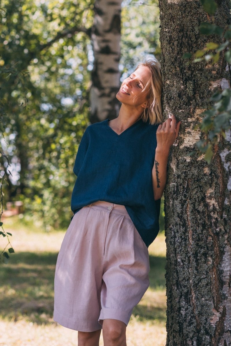Leinen Top mit V - Ausschnitt "Lilly" - The Baltic Shop