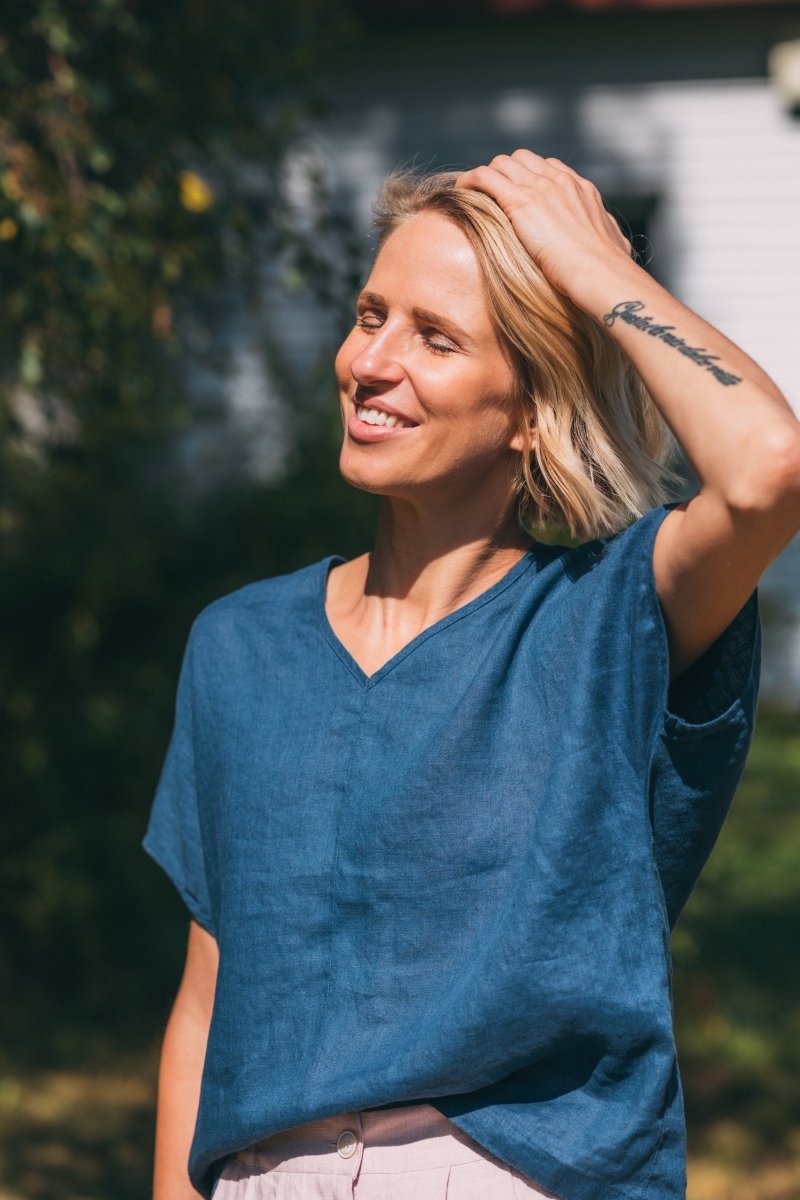 Leinen Top mit V - Ausschnitt "Lilly" - The Baltic Shop