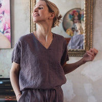 Leinen Top mit V - Ausschnitt "Lilly" - The Baltic Shop