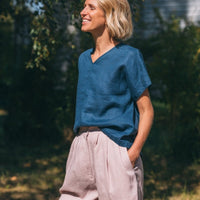 Leinen Top mit V - Ausschnitt "Lilly" - The Baltic Shop