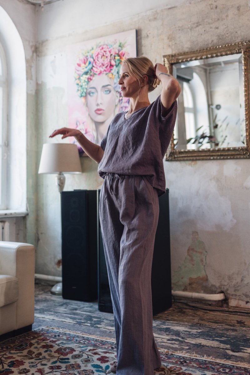 Leinen Top mit V - Ausschnitt "Lilly" - The Baltic Shop