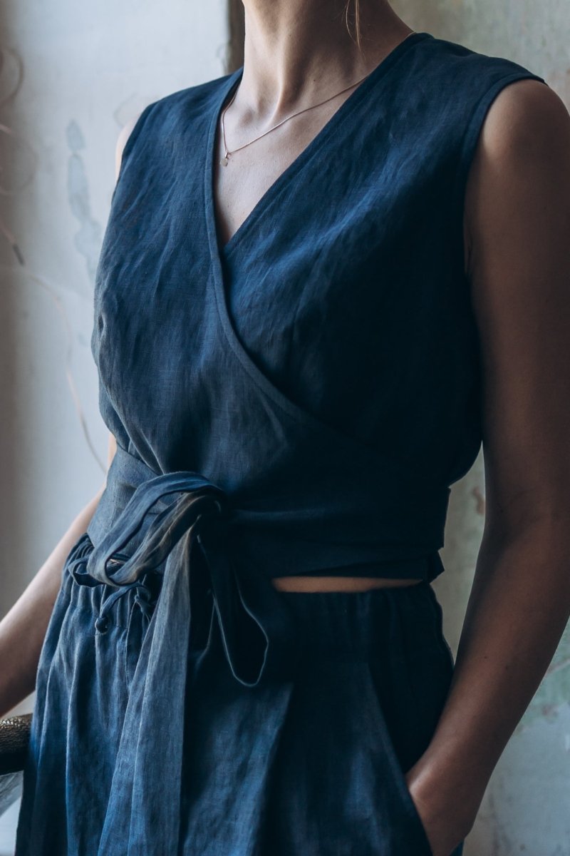 Leinen Wickeltop "Valerie" - The Baltic Shop