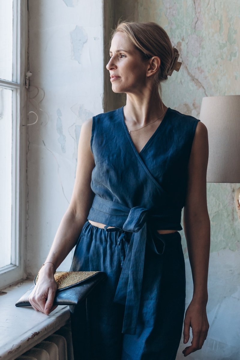 Leinen Wickeltop "Valerie" - The Baltic Shop