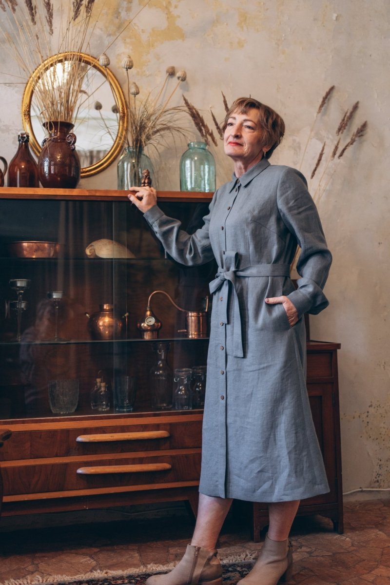 Leinenkleid mit lange Ärmel "Una" - The Baltic Shop