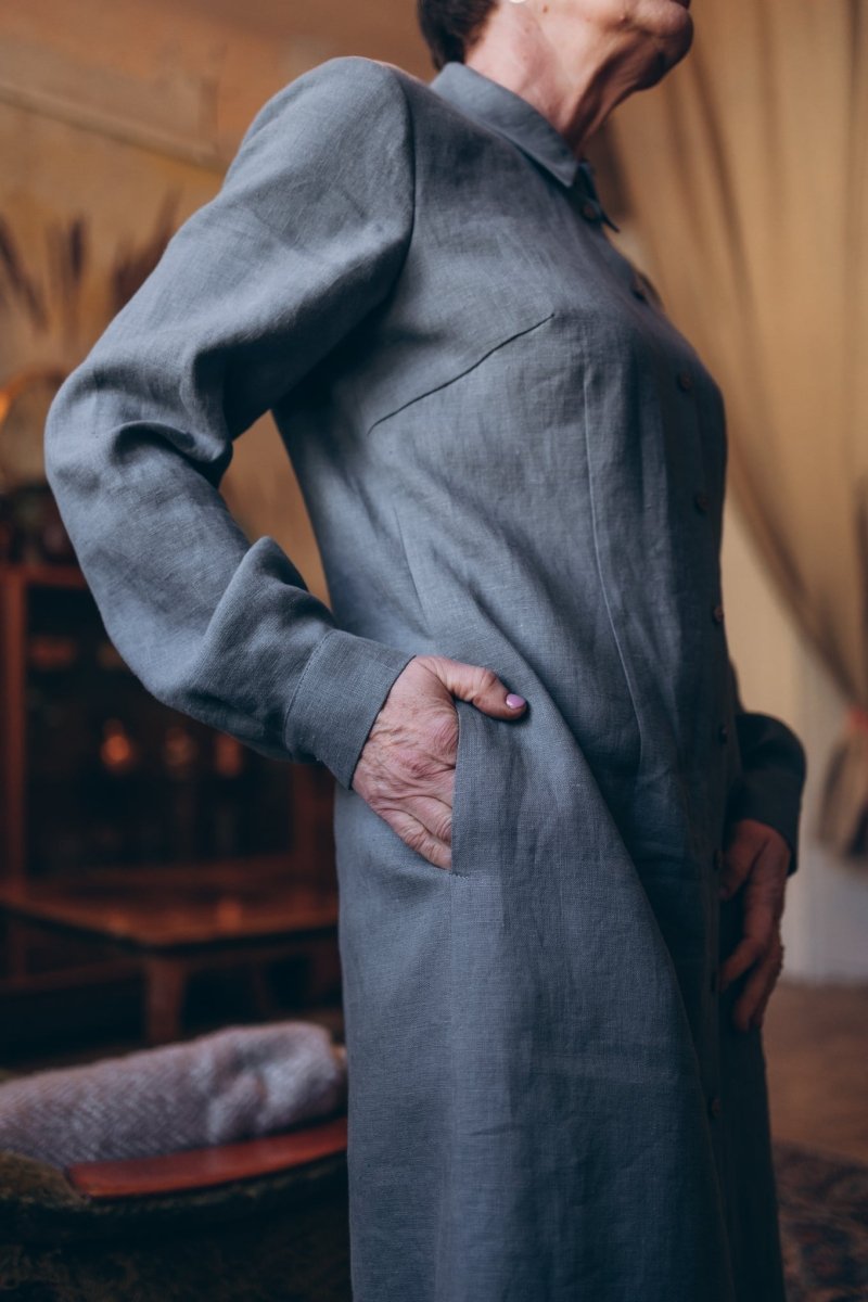 Leinenkleid mit lange Ärmel "Una" - The Baltic Shop
