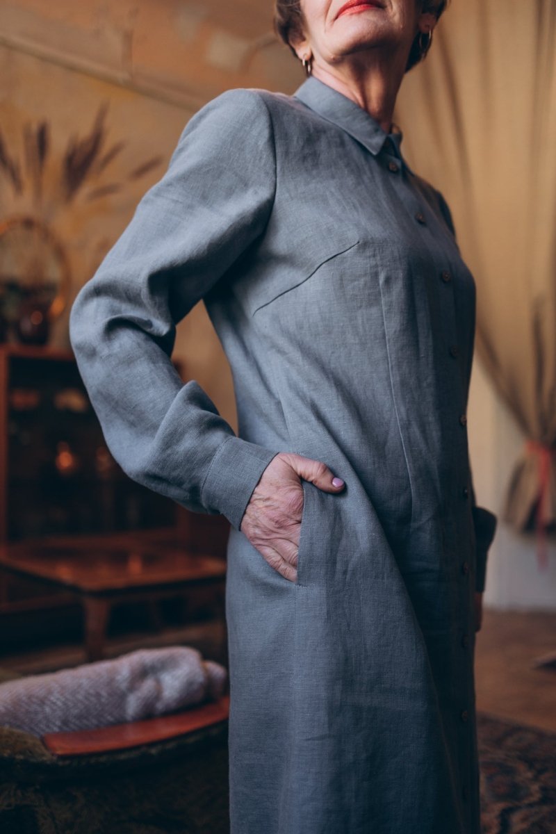 Leinenkleid mit lange Ärmel "Una" - The Baltic Shop