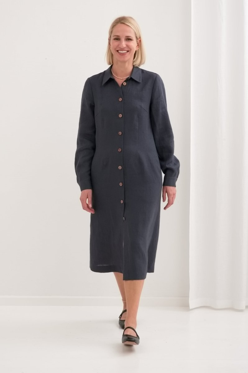 Leinenkleid mit lange Ärmel "Una" AW26 - The Baltic Shop