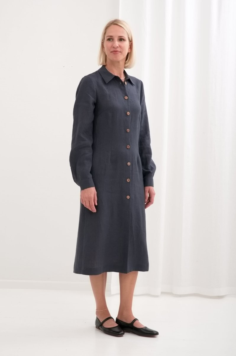 Leinenkleid mit lange Ärmel "Una" AW26 - The Baltic Shop