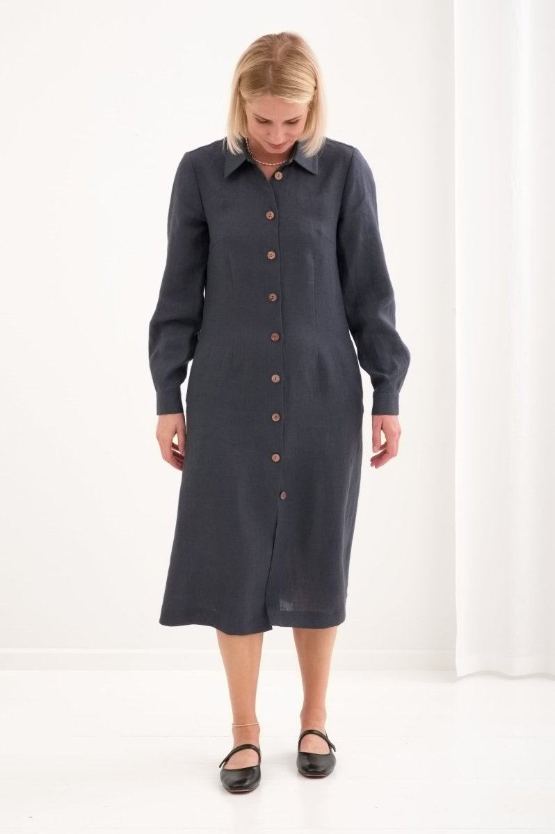 Leinenkleid mit lange Ärmel "Una" AW26 - The Baltic Shop