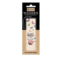 Lesezeichen aus Holz mit Katze und Schmetterlingen - The Baltic Shop