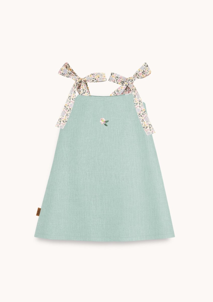 Mädchen A - Linien Leinenkleid mit Stickerei - The Baltic Shop