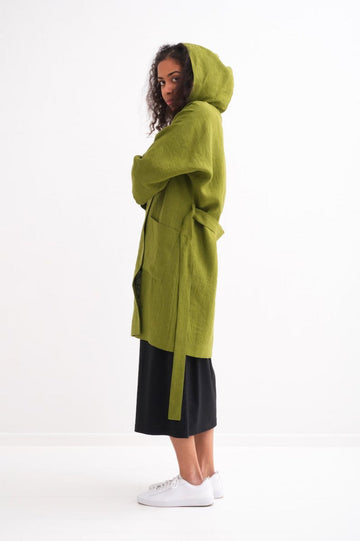 Mantel mit Kapuze aus Leinen in 3 Farben - The Baltic Shop