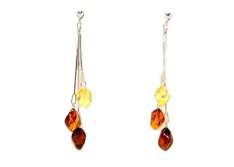 Mehrfarbige Bernstein - Ohrringe mit 925 Sterling Silber - The Baltic Shop