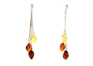 Mehrfarbige Bernstein - Ohrringe mit 925 Sterling Silber - The Baltic Shop