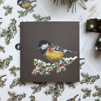 Meisenvogel auf Dunkelgrün, gefaltete Karte - The Baltic Shop