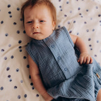 Musselin Romper in Blau aus Bio Baumwolle - The Baltic Shop