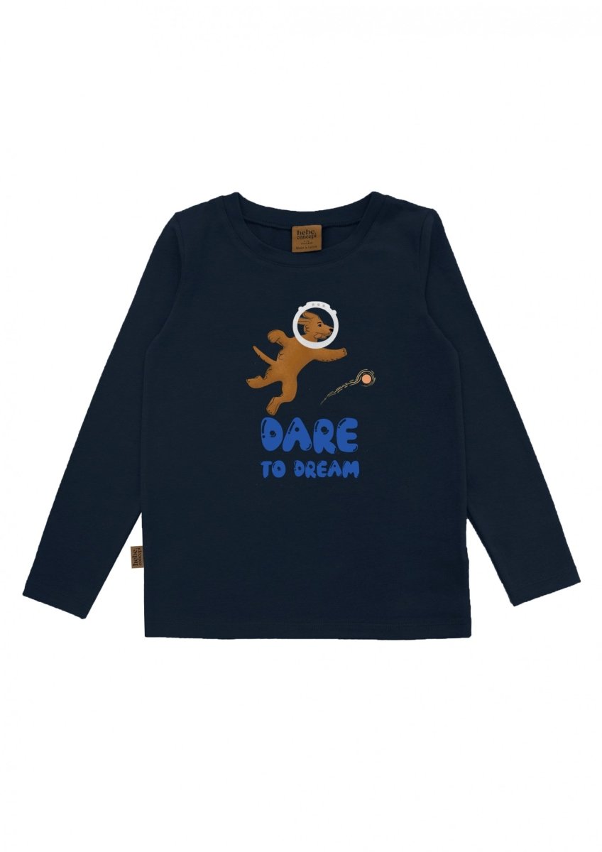 Oberteil in Marineblau mit Aufdruck „Dare To Dream“ - The Baltic Shop