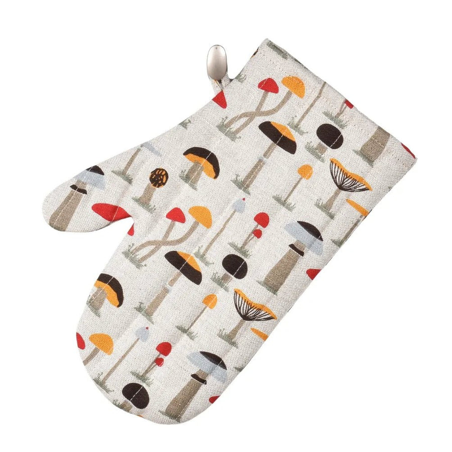 Ofenhandschuh aus Leinen mit Pilze Motiv - The Baltic Shop