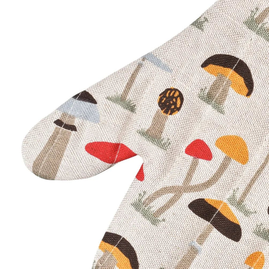 Ofenhandschuh aus Leinen mit Pilze Motiv - The Baltic Shop