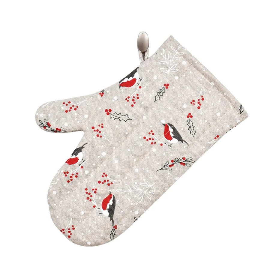 Ofenhandschuh aus Leinen mit Weihnachtlichen Motiv - The Baltic Shop