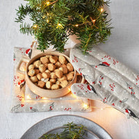 Ofenhandschuh aus Leinen mit Weihnachtlichen Motiv - The Baltic Shop