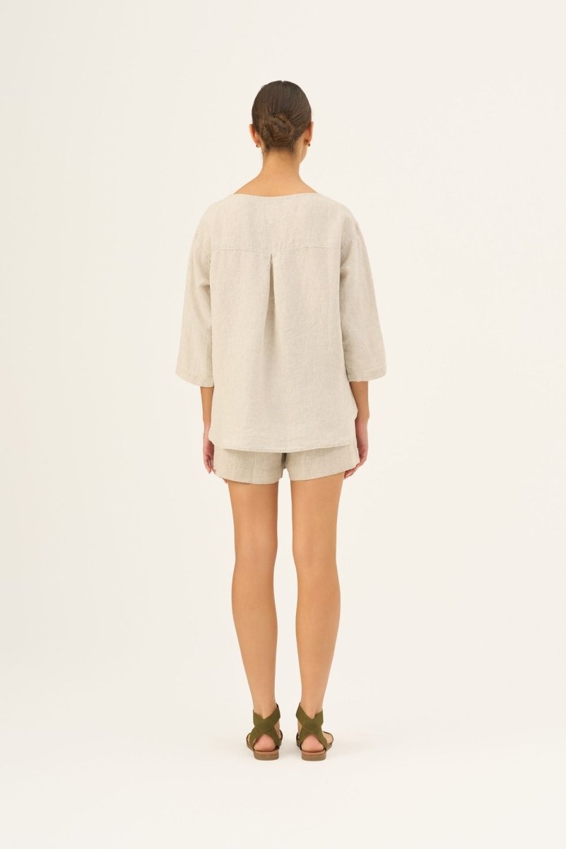 Oversize Leinen Top für Damen in Melange - The Baltic Shop