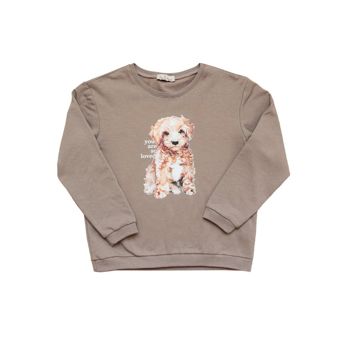 Pullover in Beige aus Baumwolle mit Hund "You are so loved" - The Baltic Shop