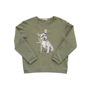 Pullover in Khaki mit Bulldoge "You are so loved" - The Baltic Shop