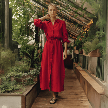 Rhapsody Kleid aus Leinen in Rot - The Baltic Shop