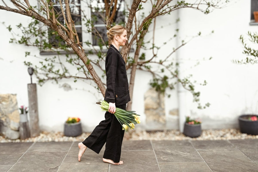 Schwarze elegante Leinenhose - The Baltic Shop