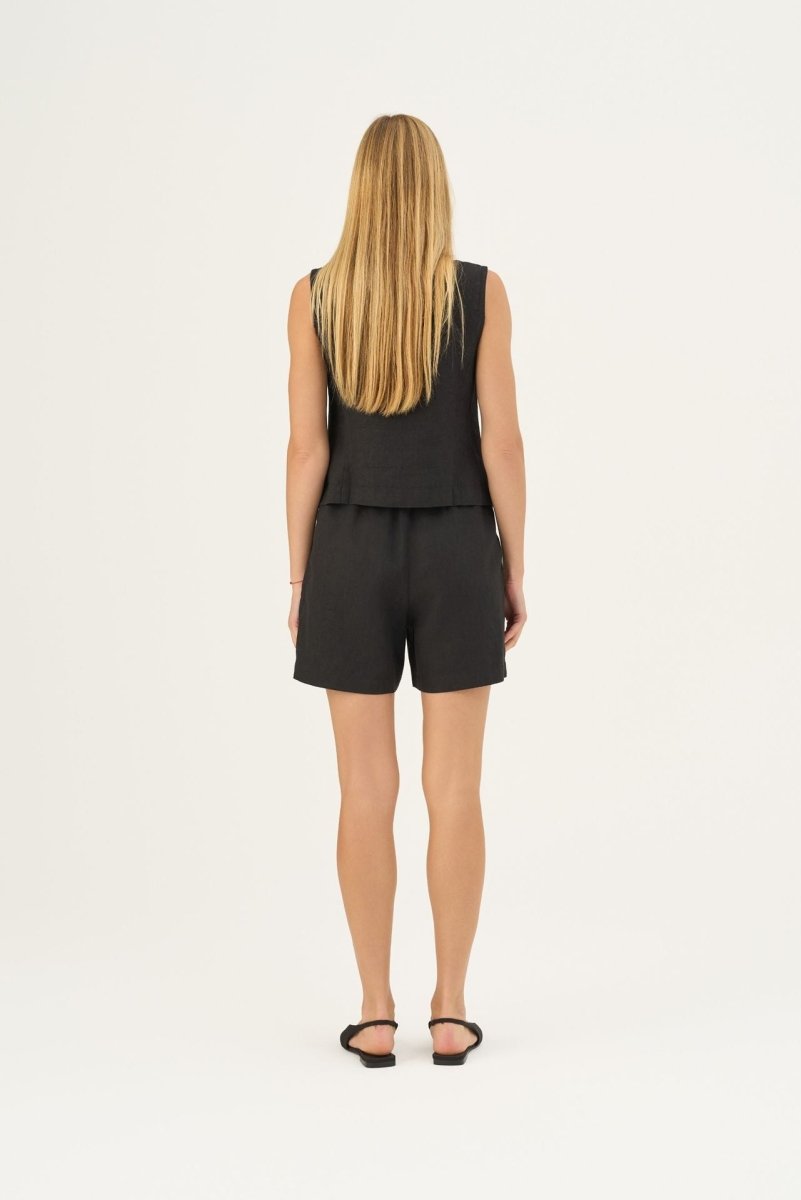 Schwarzes Gilet aus Leinen - The Baltic Shop