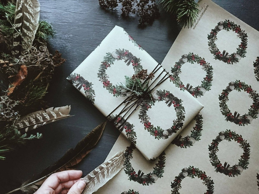 Set mit 3 Stück Weihnachtskranz aus Kraftpapier - The Baltic Shop