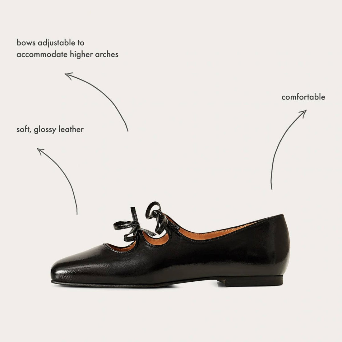 Shirley Ballerina, glänzend schwarz - The Baltic Shop