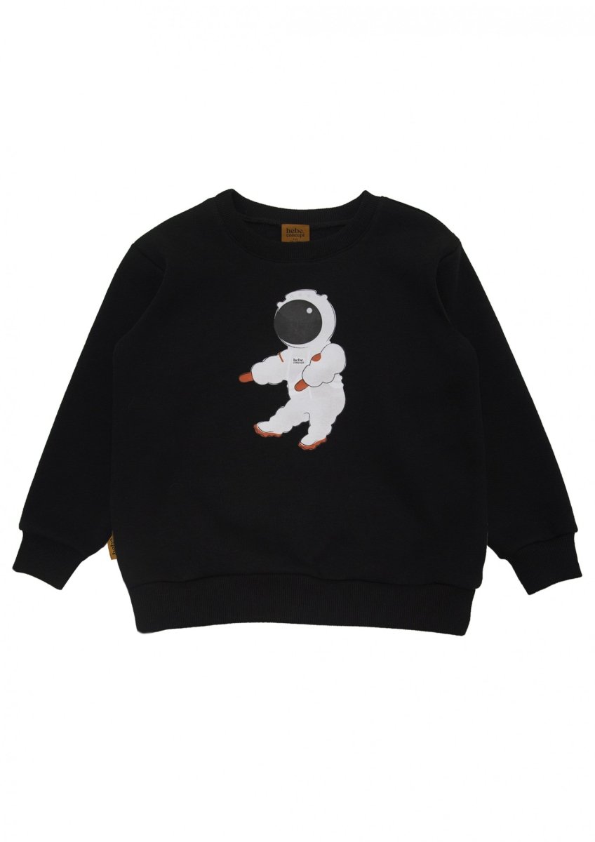 Sweatschirt in Schwarz mit Astronaut - The Baltic Shop