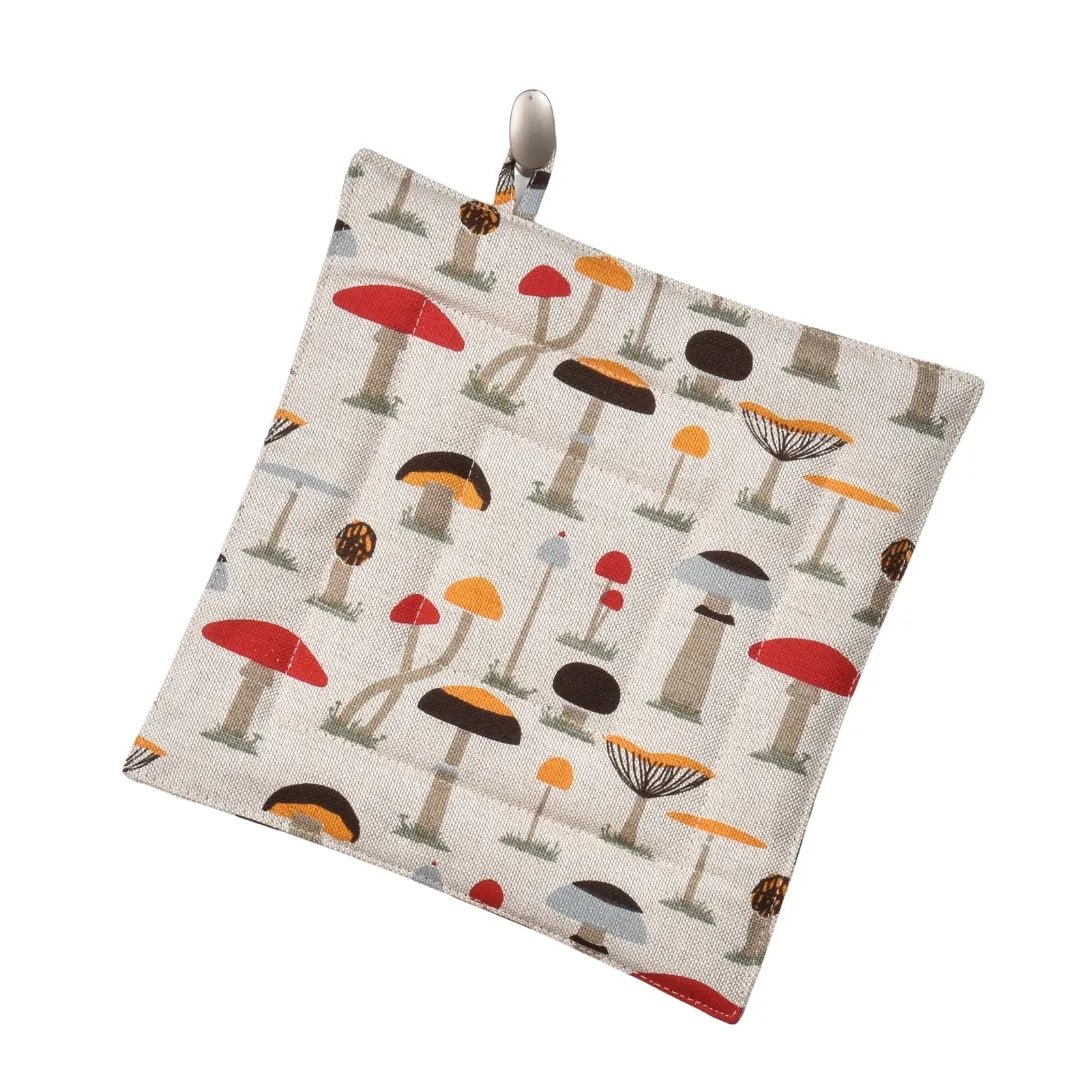 Topfuntersetzer aus Leinen mit Pilzemotiv - The Baltic Shop