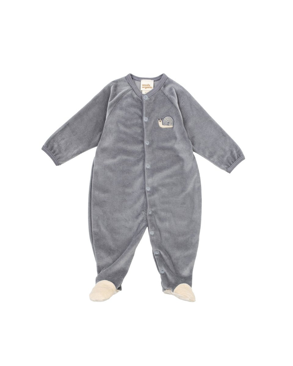Velours-Schlafanzug Baby mit Füßchen | Bio-Baumwolle - The Baltic Shop