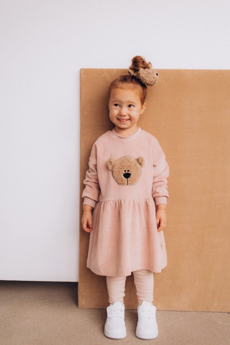 Velourskleid aus Bio Baumwolle mit Bär - The Baltic Shop