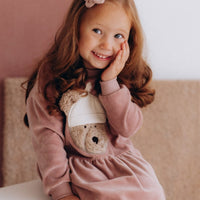 Velourskleid Rosewood mit Hipster Bär | Bio-Baumwolle - The Baltic Shop