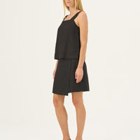 Wickelrock aus Leinen in Schwarz - The Baltic Shop