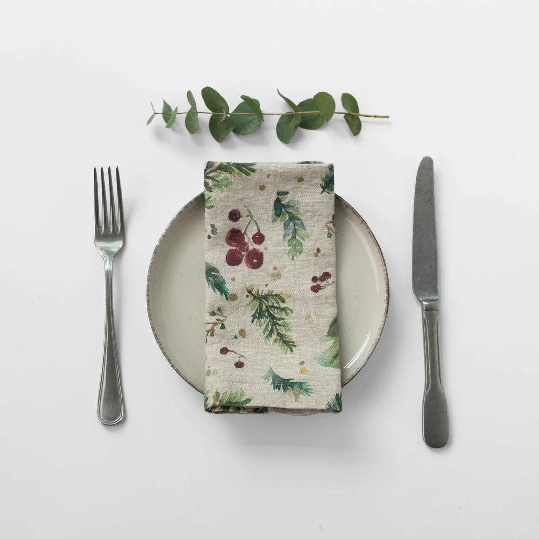 Leinen-Servietten „Winter Berries“ – 2er Set