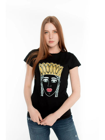 Handgedrucktes T-Shirt "Mädchen mit Krone" - The Baltic Shop