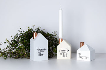 Kerzenhalter "Home Sweet Home" aus Kiefer - The Baltic Shop