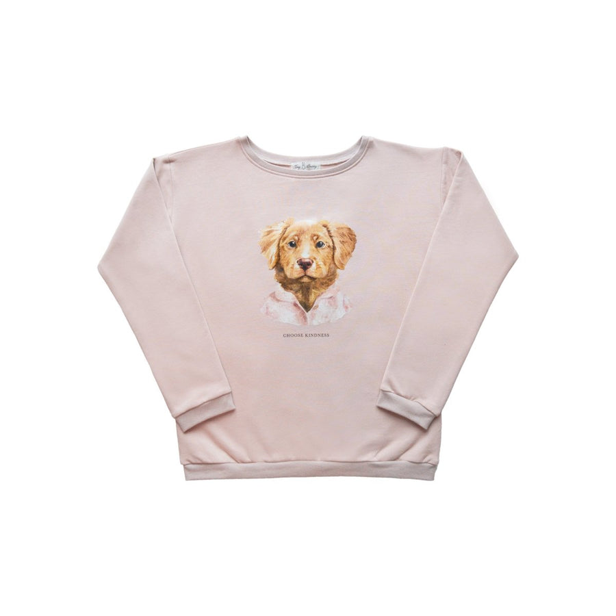 Pullover mit Hund "Choose Kindness" im zarten Cremerosa - The Baltic Shop