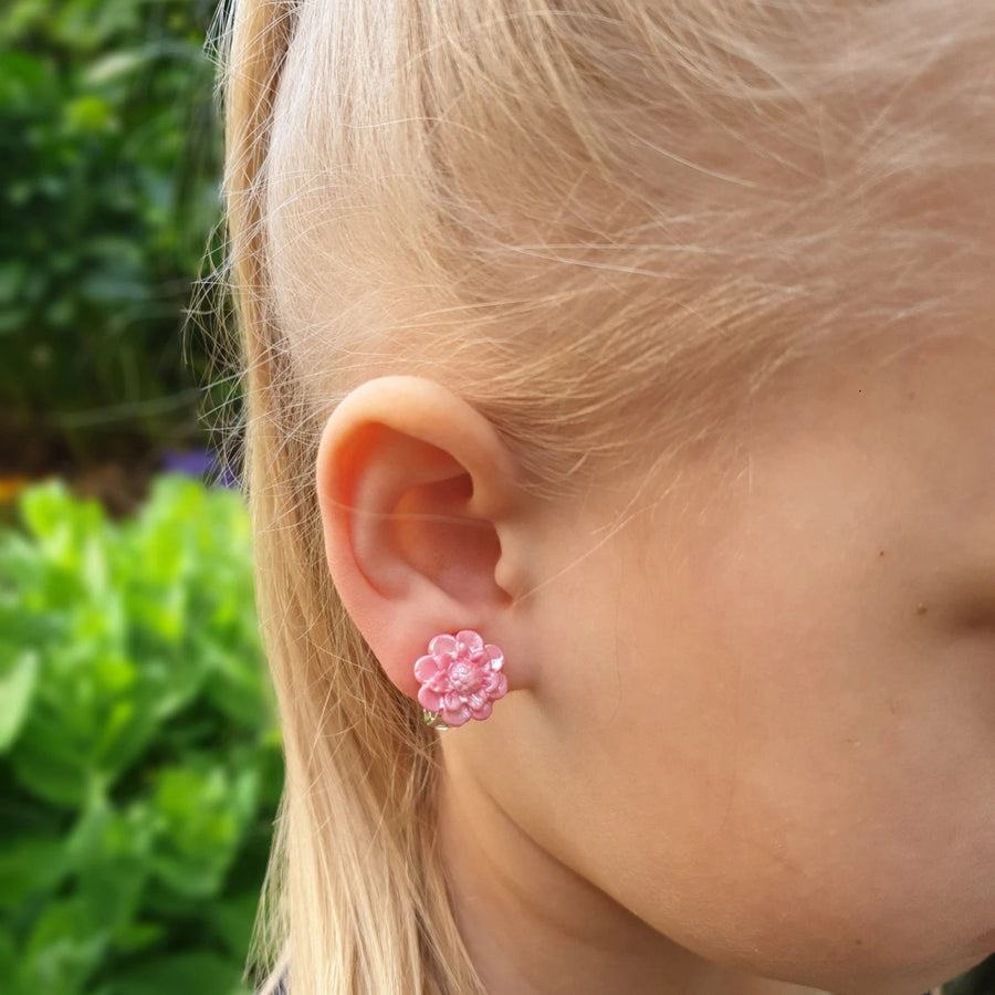 Süße Blumen Ohrclips für Kinder in Rosa - The Baltic Shop